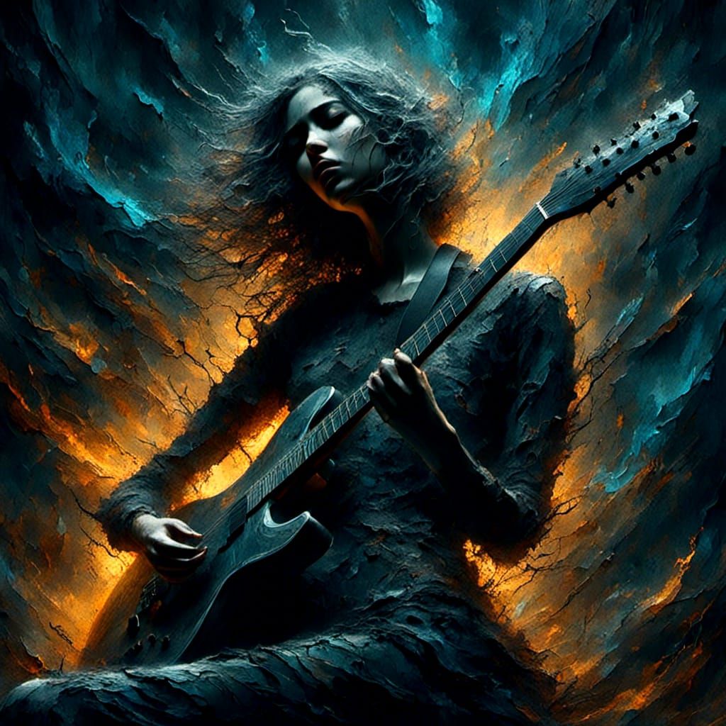 Goth Girl Shreds Tsunami Guitar Solo: Chiaroscuro Style