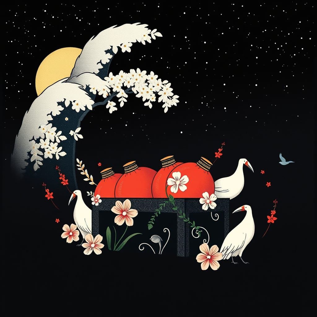 Monochromatic Rainbow with Black Velvet Sky and Whimsical Bo...