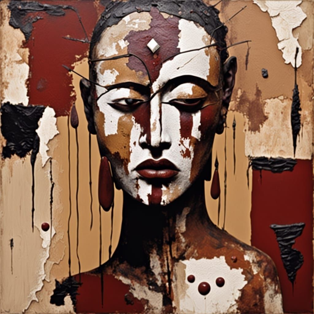 Haunting Abstract Figure with Earthy Textures