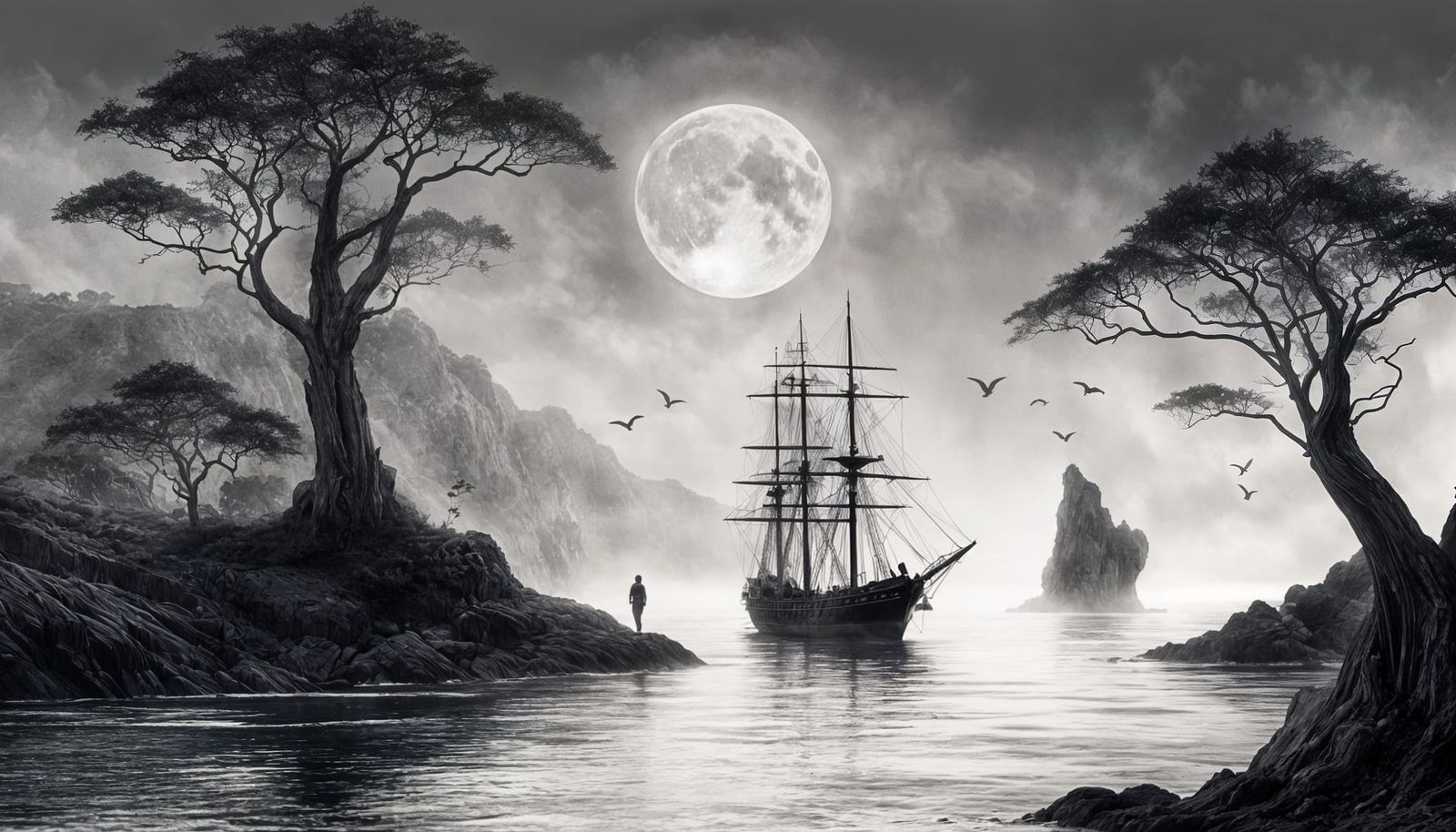 Ethereal Super Moon Rises Over Island Cove