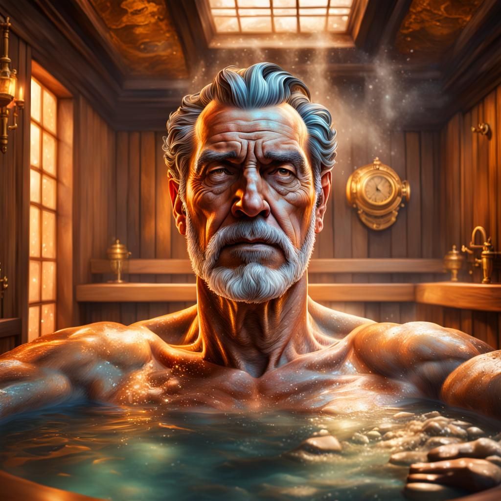 Steampunk Roman Emperor in a Private Sauna