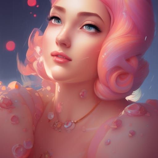 Princess Peach Portrait in Hyperdetailed Art Nouveau Style