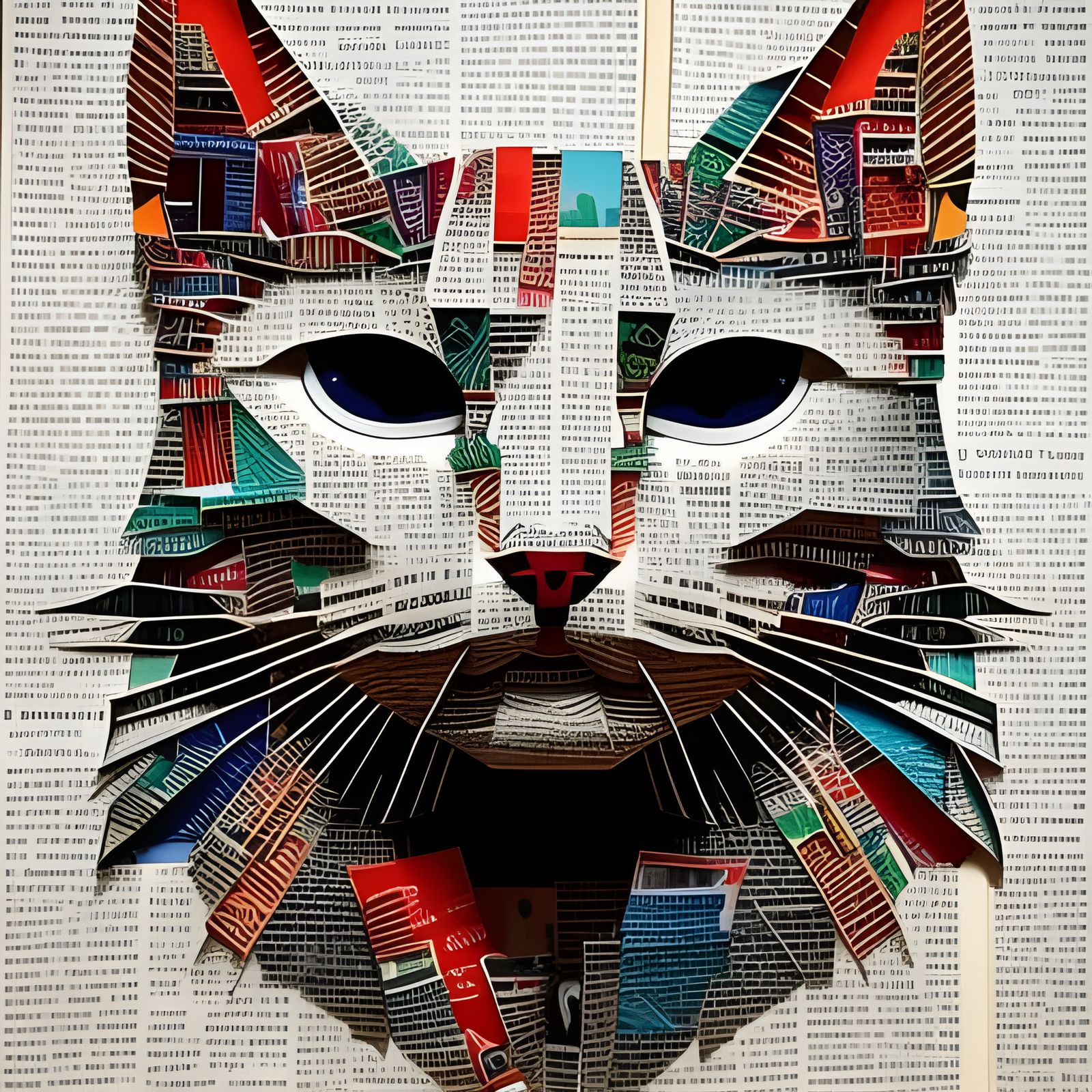 Paper Collage Cat Art Inspired by Mixed Media