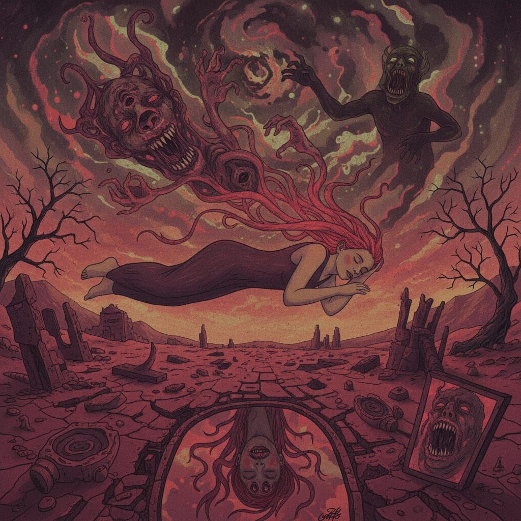 Surreal Hallucination of a Red Dreamscape