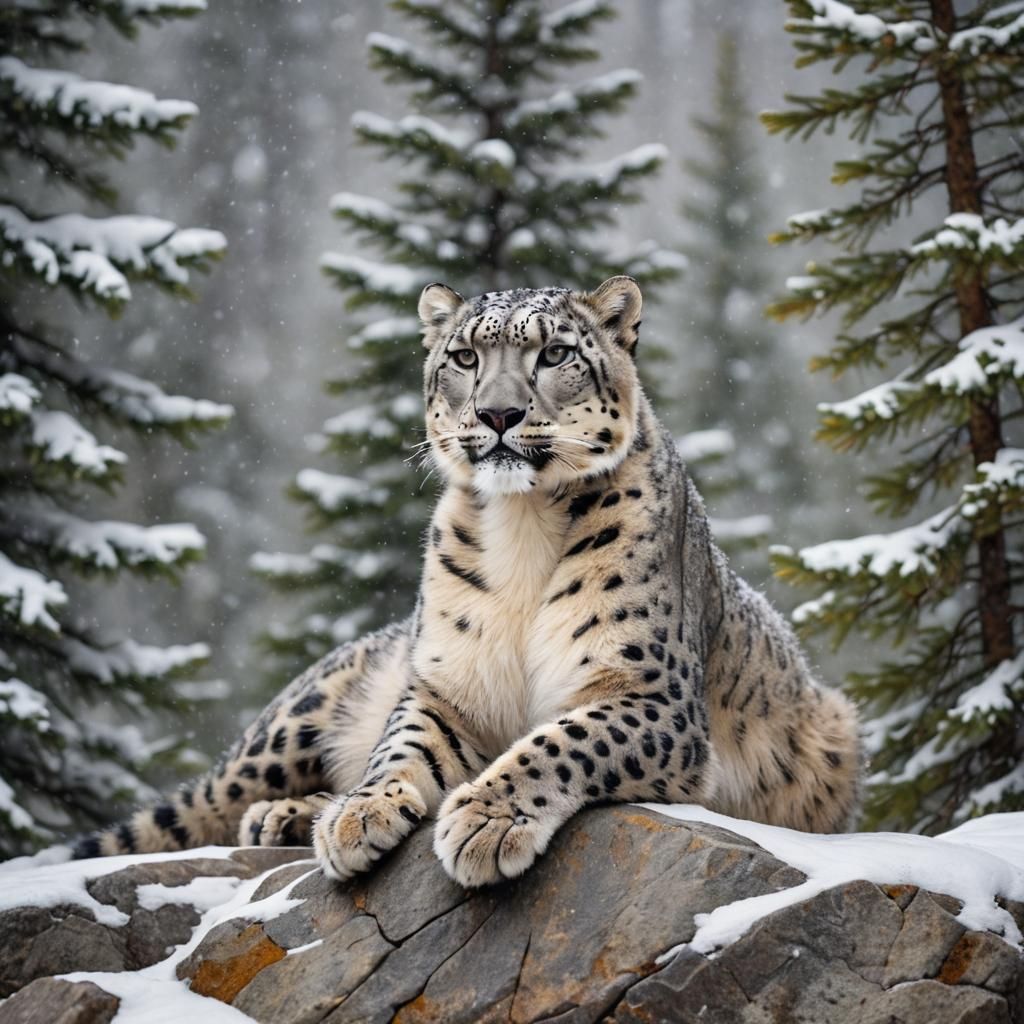 Snow Leopard in Jasper National Park Wildlife Photo