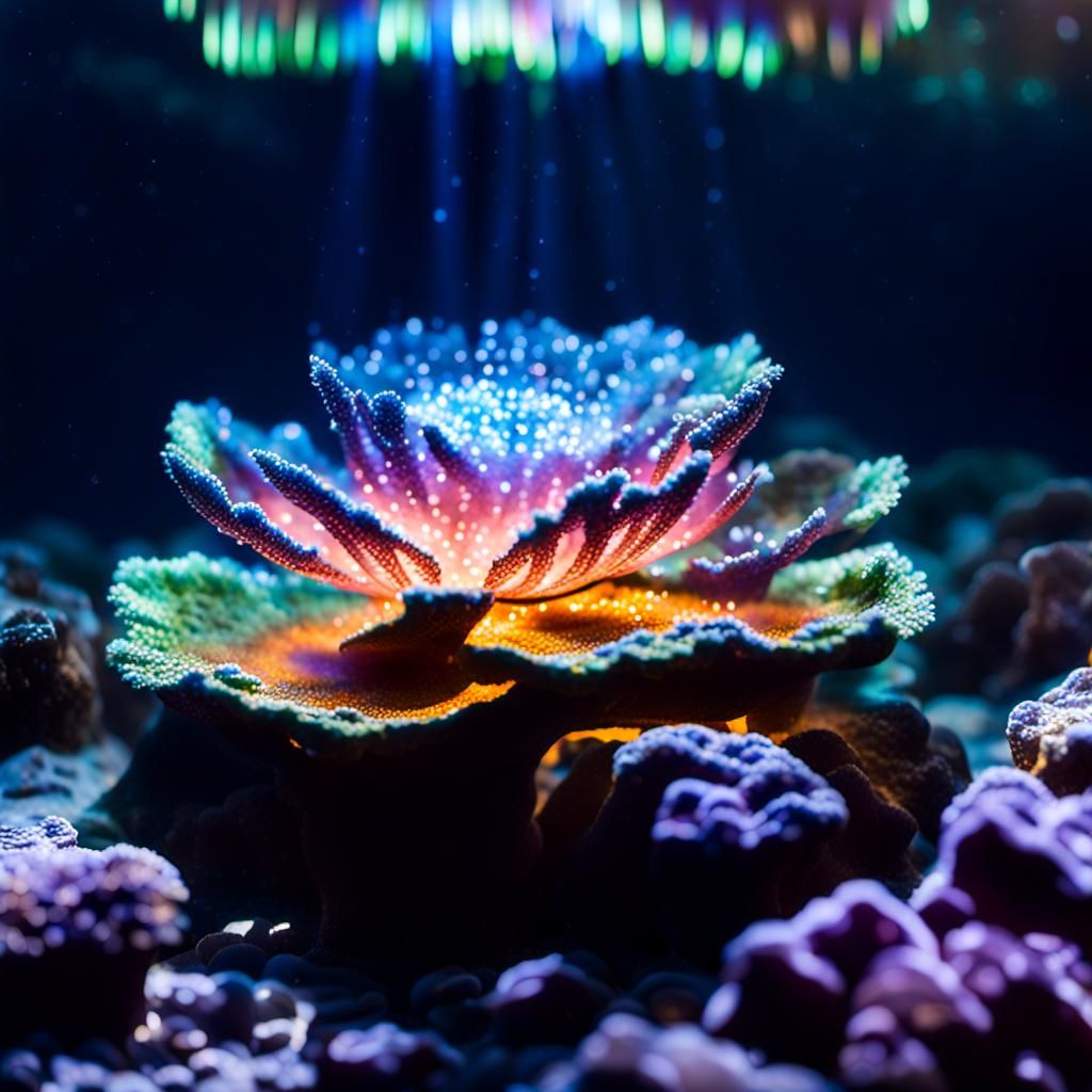 Underwater Coral with Sunlit Starlight