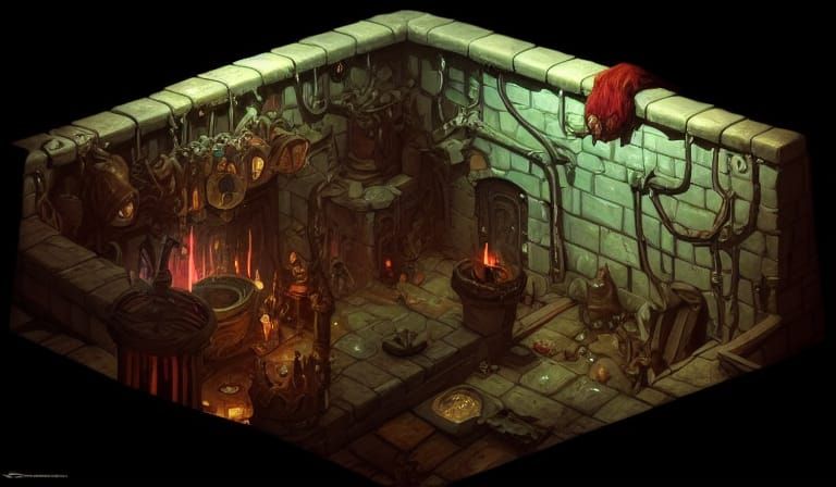 Gloomy Goblin Lair: Isometric Dungeon Art
