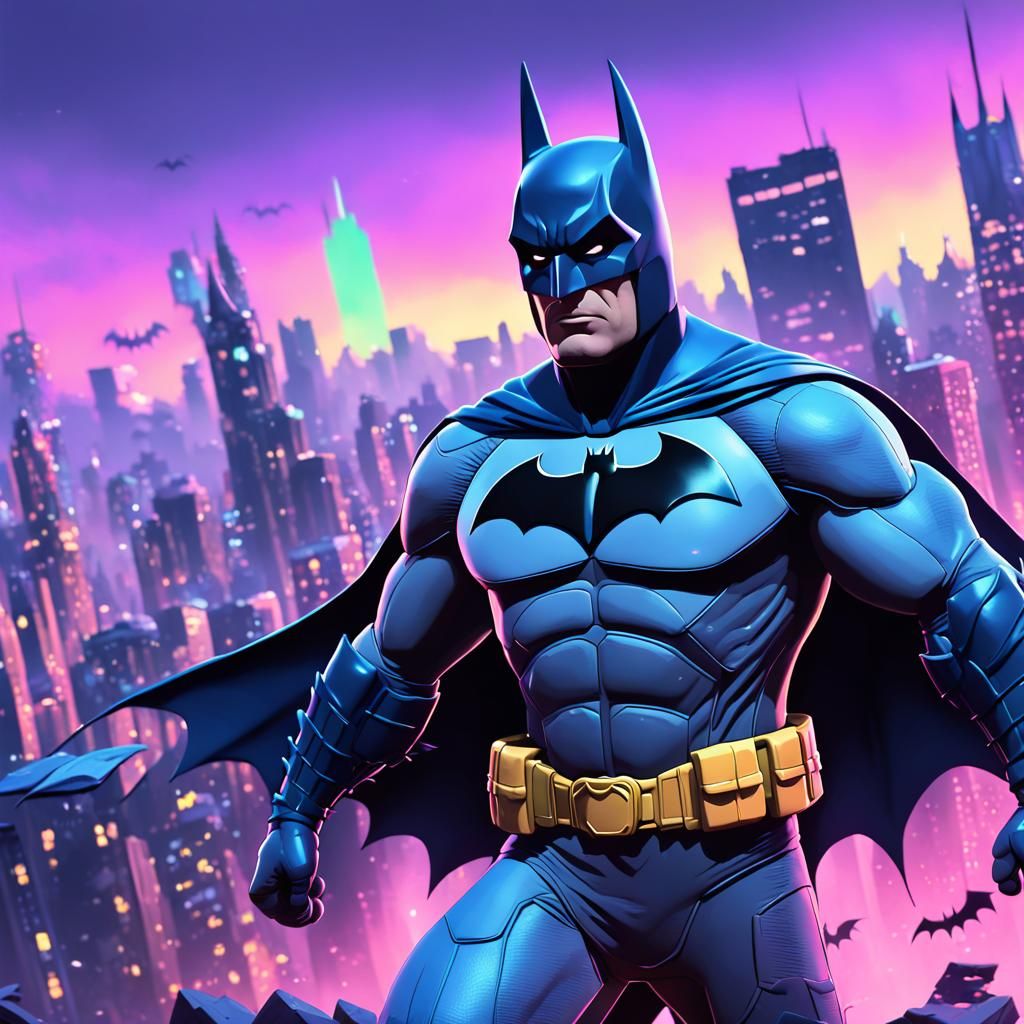 Cartoon Batman in Soft Pastel Colors