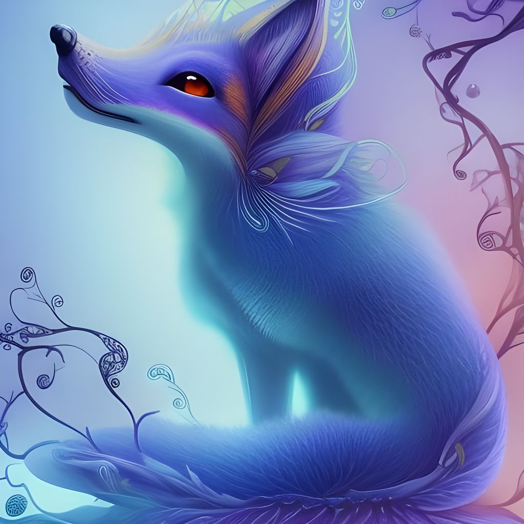 Ocean Wave Fox: Fantasy Botanical Illustration