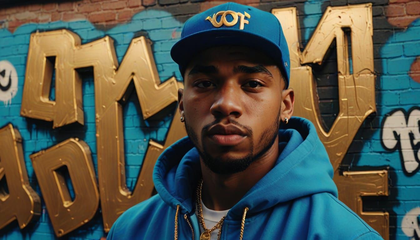 Hip Hop Rapper Portrait in Graffiti Art Style