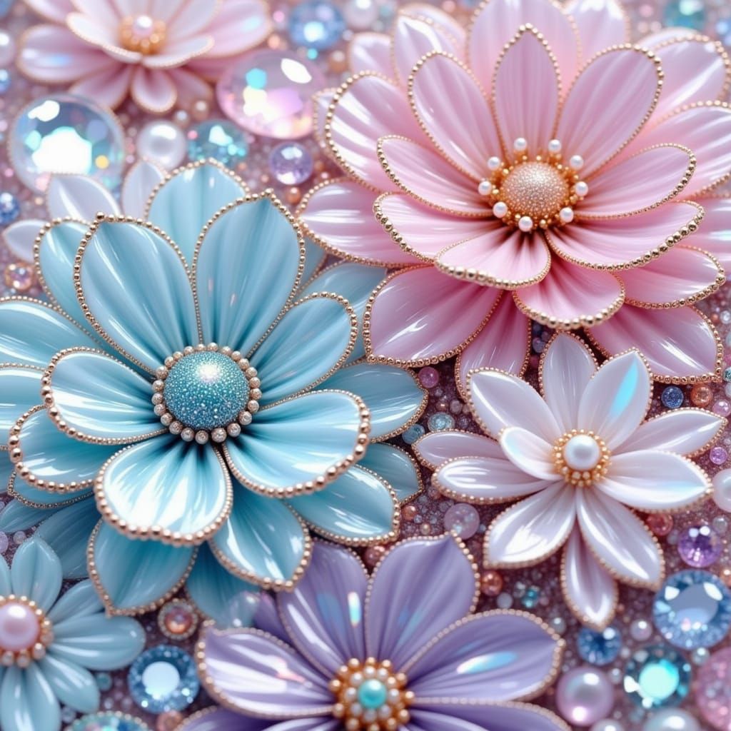 Fantasy Gemstone Flowers in Pastel Hues