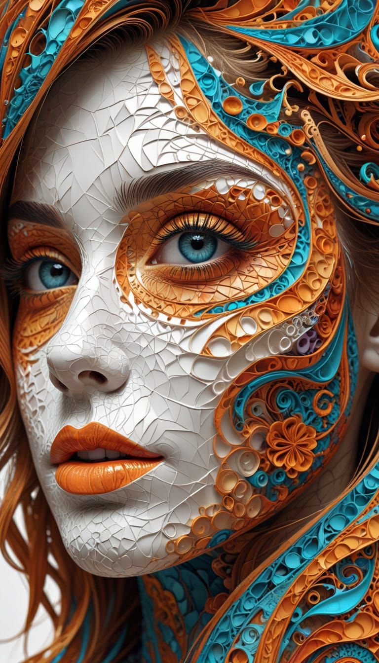 Vibrant Human Skin Portrait in Abstract Textures and Colors