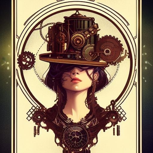 Steampunk Tarot Card Portrait in High Detail