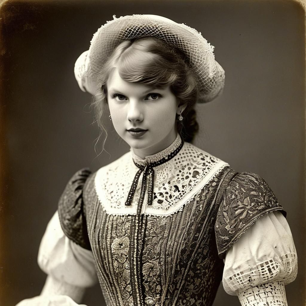 Taylor Swift in 1800s Costume, Sepia Portrait