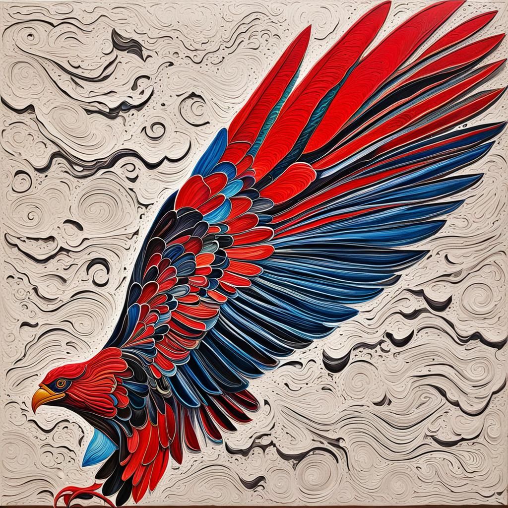 Abstract Art: The Red Wing in Complementary Colors