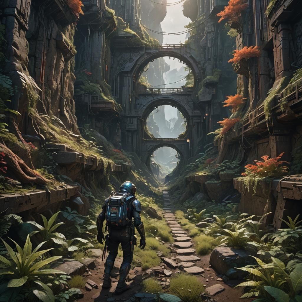 Hyperrealistic Sci-Fi Trail in Dark Fantasy Style