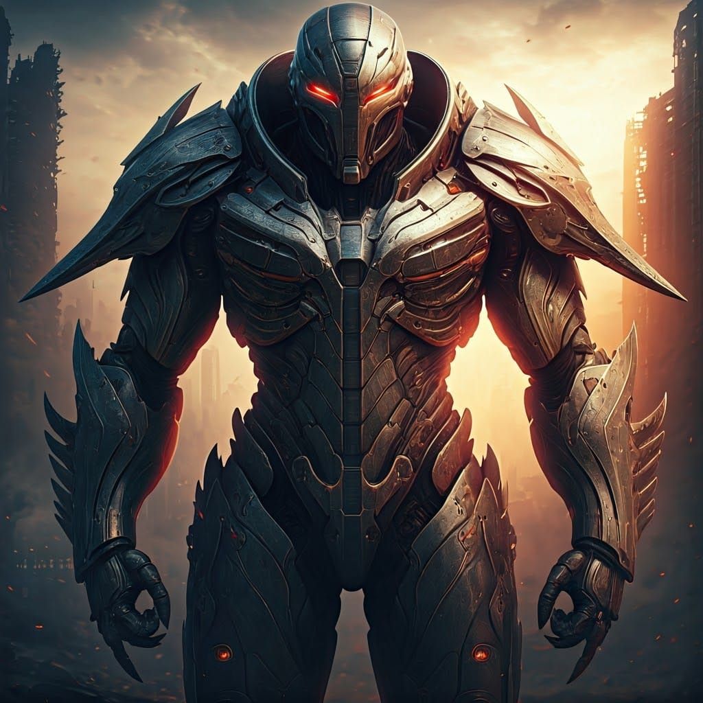 Futuristic Supervillain in Advanced Mechanical Armor