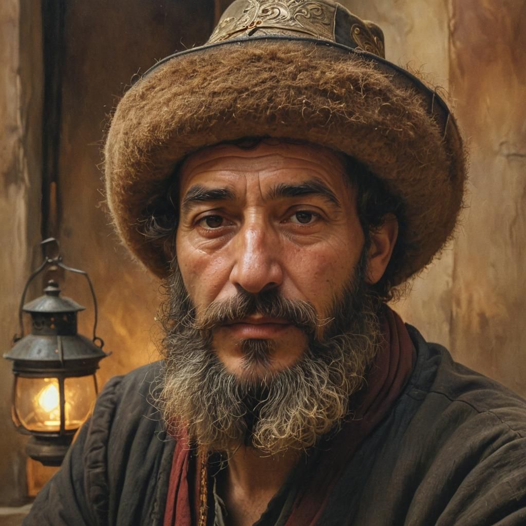 Turkish Man Portrait in Rembrandt Style