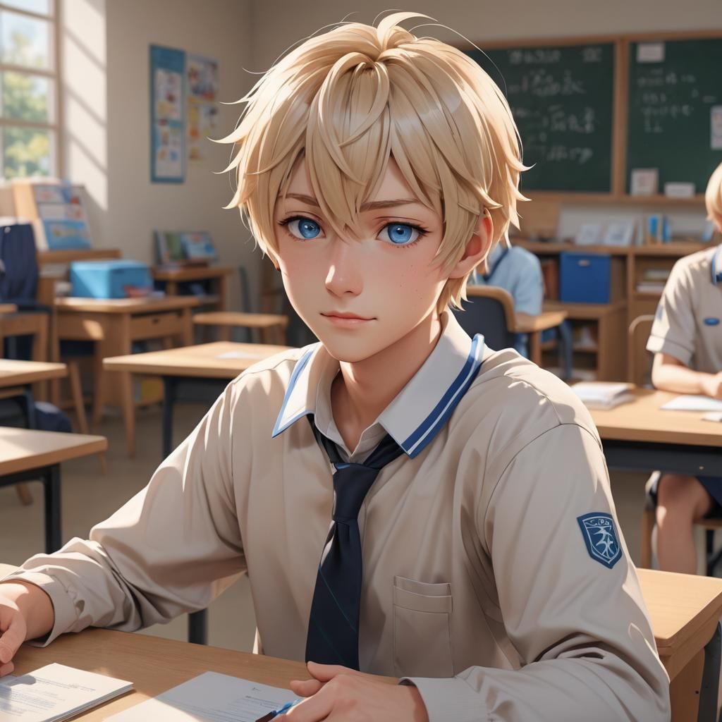 Young Man in School Uniform: 3D Anime Art