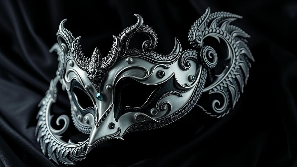 Hyper-Realistic Dragon Masquerade Mask in Dark Fantasy Style