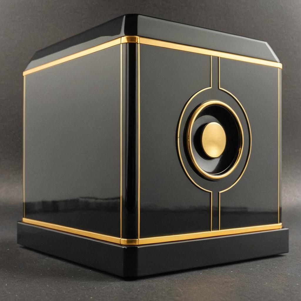 Elegant Black Box with Gold Trim in Piano Finish