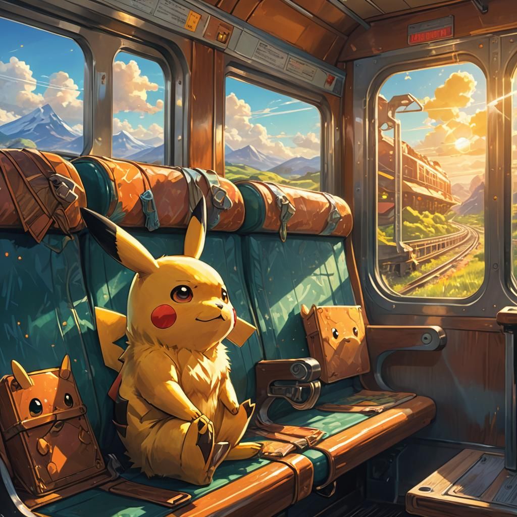 Pikachu on Train to Sunlit Lands