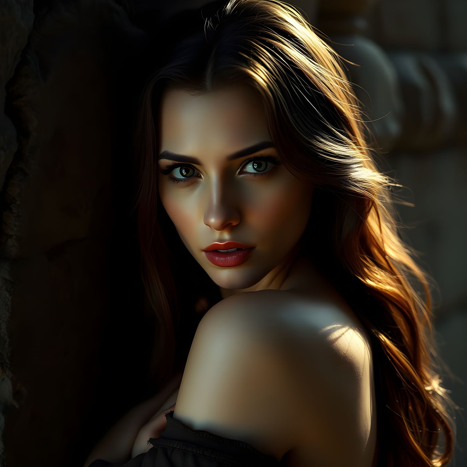 Cinematic Portrait of a Beautiful Woman in Film Noir Style