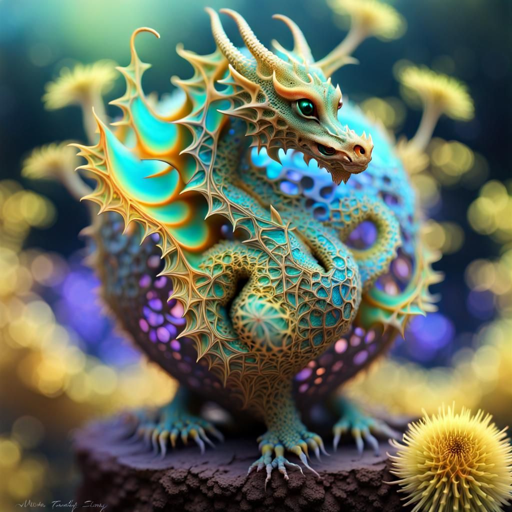 Opalescent Dragon Baby in Fractal Bonsai Garden