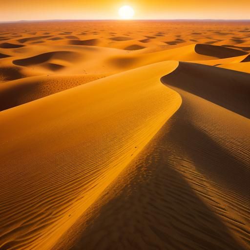 Sahara Desert Aerial View in Golden Hour Light