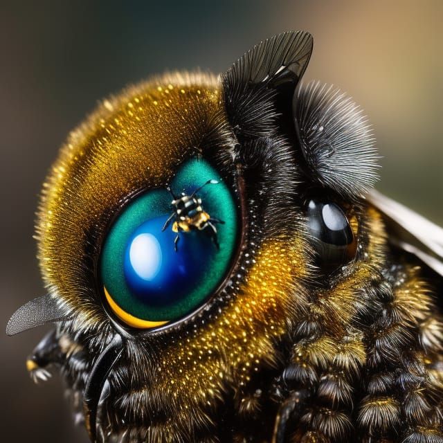 Blue-Eyed Bumblebee: Hyperdetailed 3D Digital Art