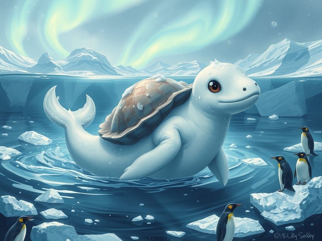Lapras in Glacial Realism, Icy Waters, Polar Lights