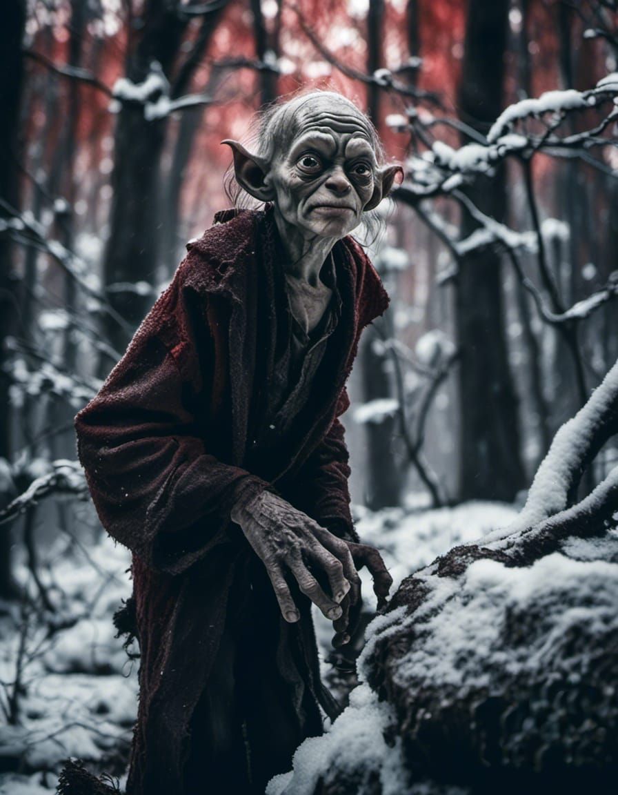 Gollum Portrait in Noir Film Style