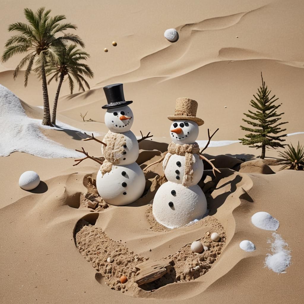 A surreal scene split into two halves. On the left side, a w...