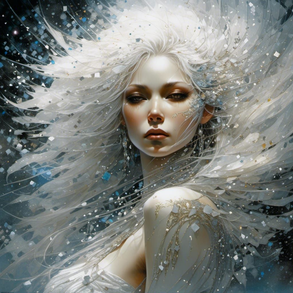 Glittery Woman Portrait in Art Nouveau Style