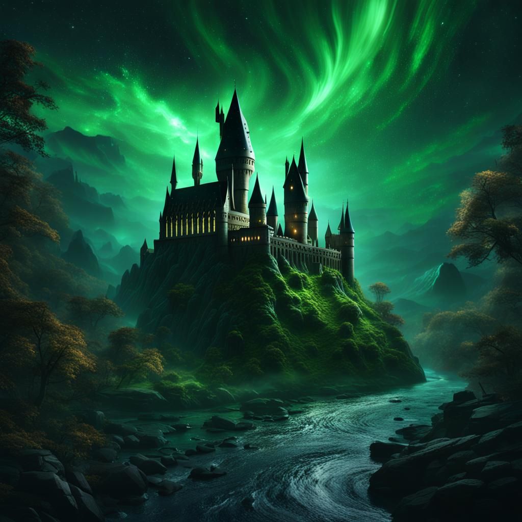 Hogwarts School of Evil Magic in Dark Fantasy Art