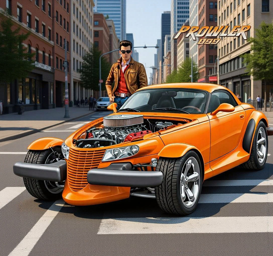 Orange Plymouth Prowler with V8 Engine and Custom Trailer