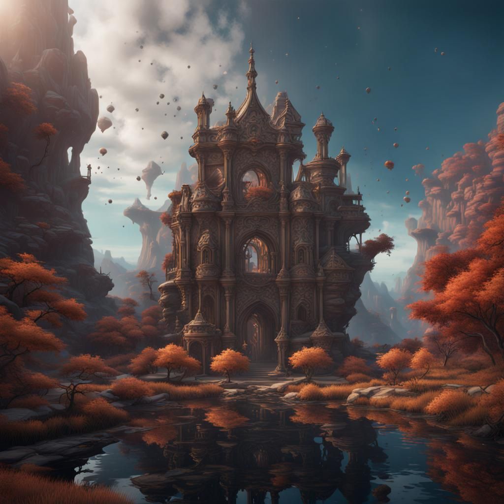 Fantastical Detailed Matte Painting in Deep Color