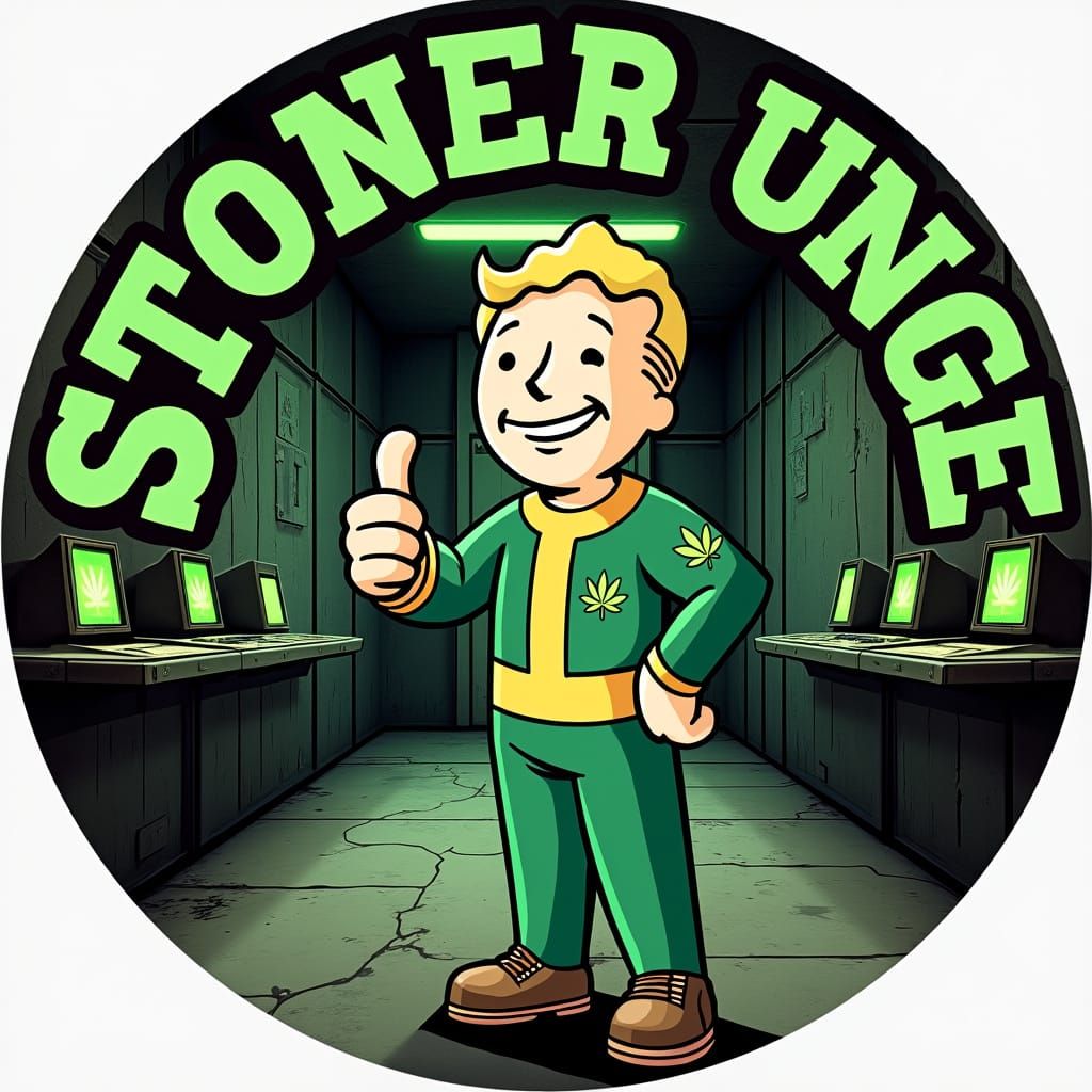 Retro-Futuristic Vault Boy in Stoner Chic
