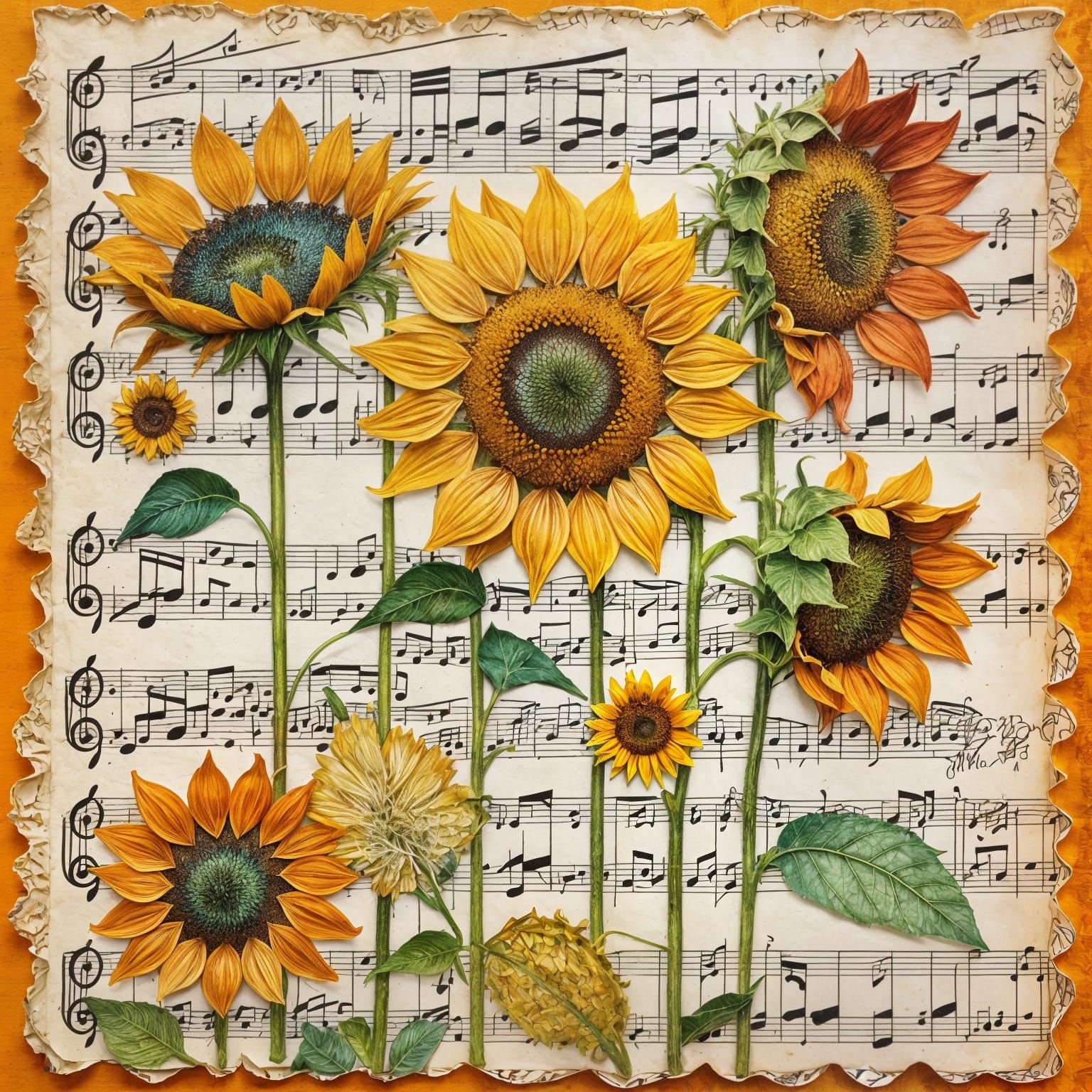 Floral Music Collage with Vintage Elements
