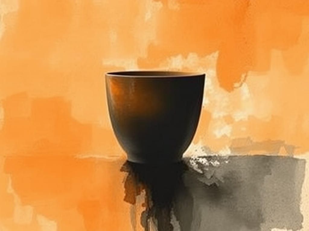 Surreal Geometric Abstract in Cosmic Orange