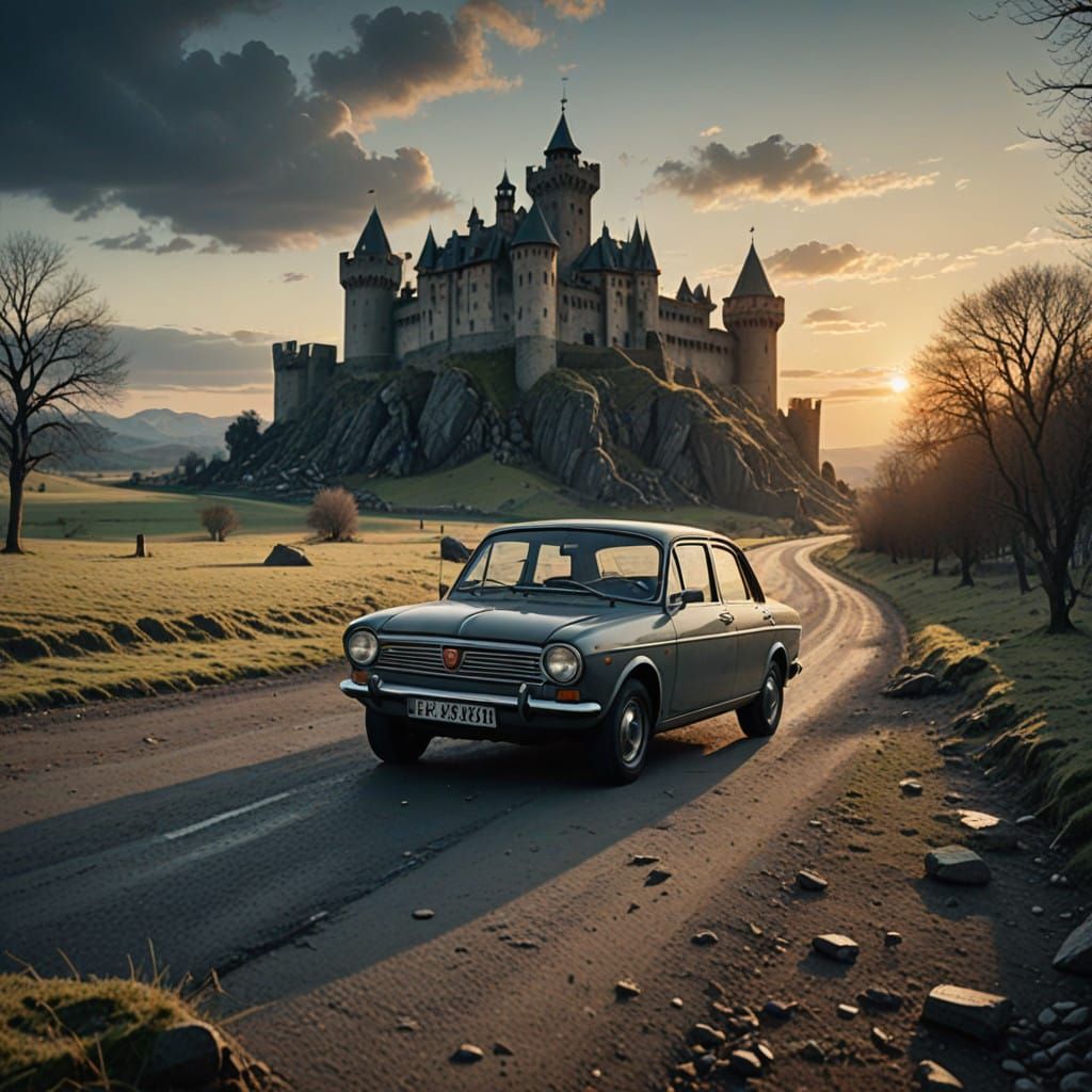 Winter Wonderland in Ruins, Hyper-Realistic 1960s Scene