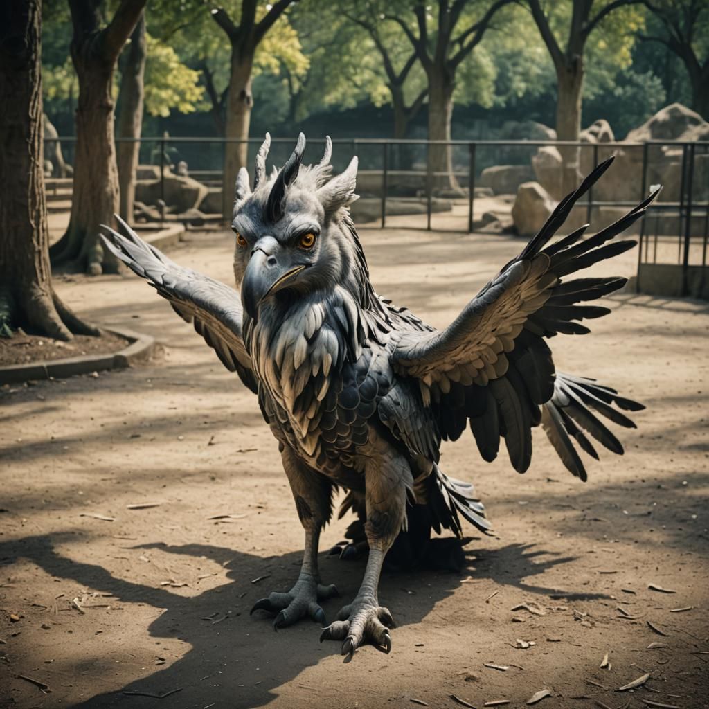 Magical Hippogriff Caught on Camera in a Cinematic Zoo Setti...