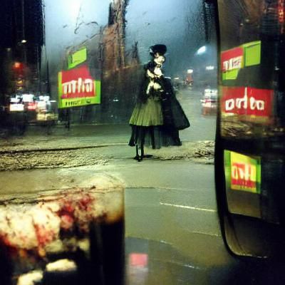 Victorian Goth Zombie in City at Night
