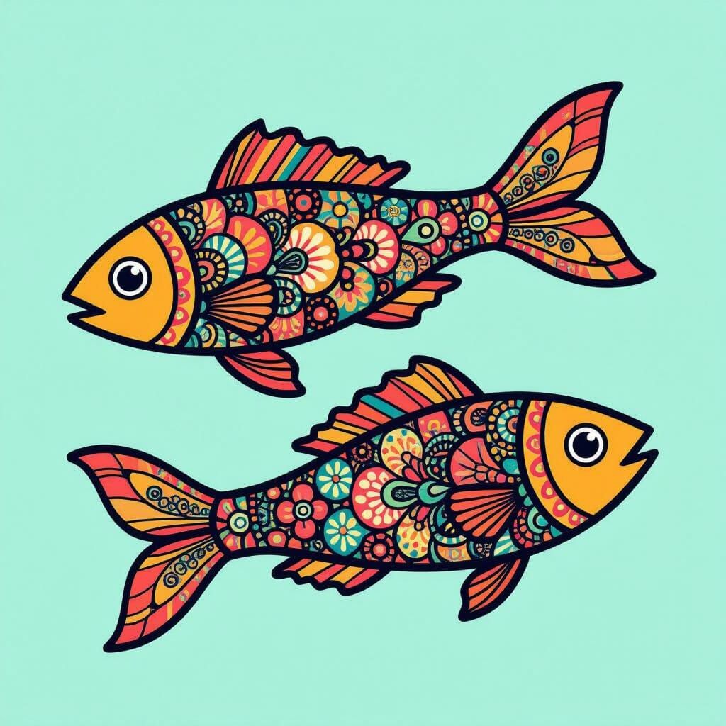 Stylized Beaded Fish with Intricate Patterns