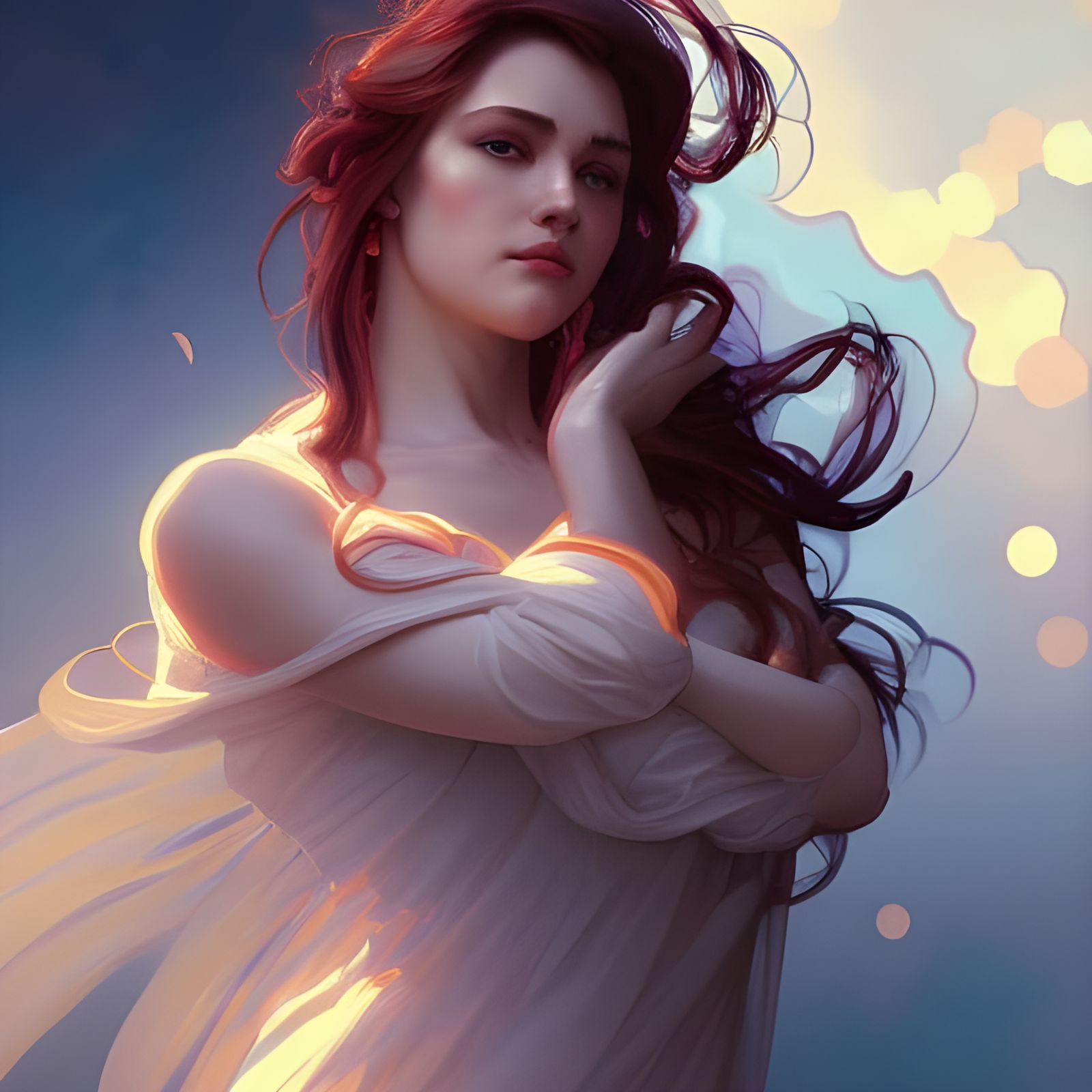 Divine Woman Portrait in Hyperdetailed Style