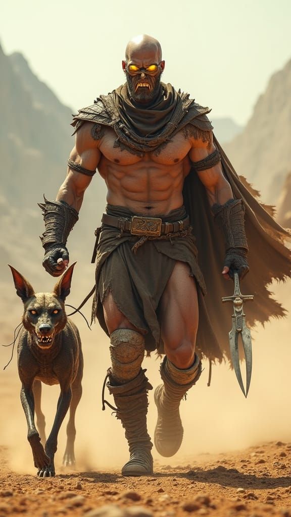 Warrior in Cinematic Wasteland, Hyper-Realistic Detail