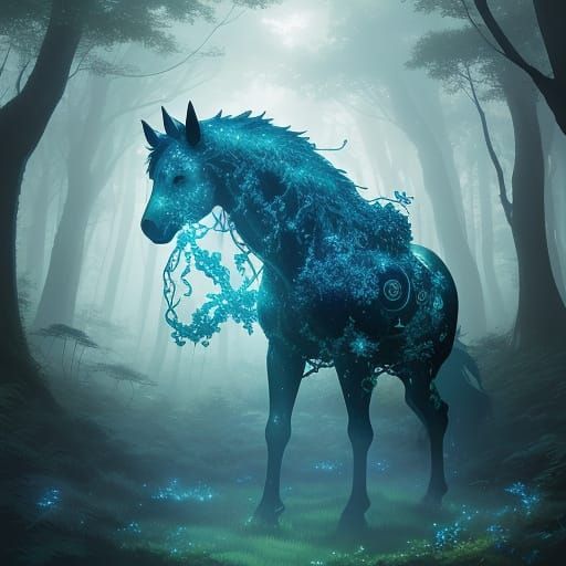 Enchanted Equine Sprite in Whimsical Forest