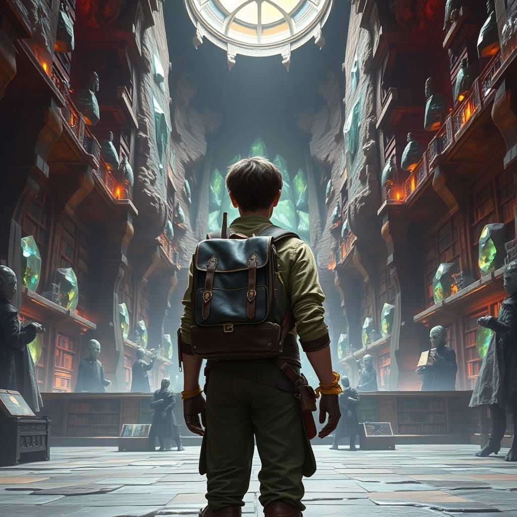 Traveler at the Great Gemstone Library: Mystical Realism