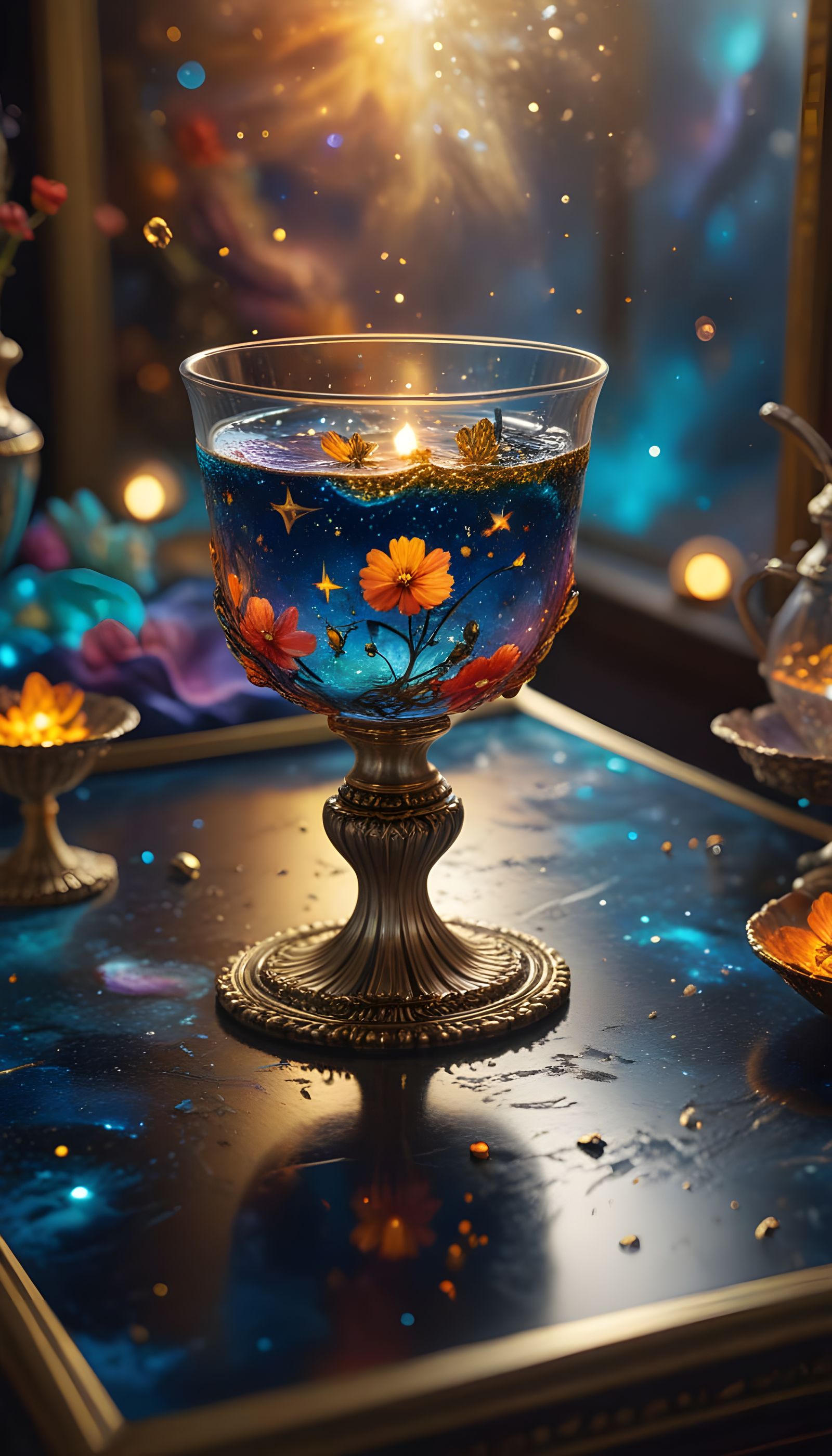 Cosmic Surrealism: Galaxy in a Glass Cup