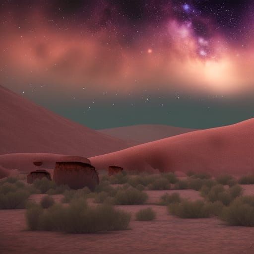 Desert Night Sky with Milky Way, Fantasy Art